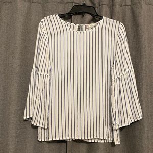 Bell sleeve striped blouse